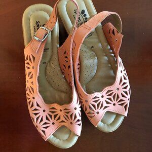 Spring Step Women's Orella  ITALY Slingback Sandal  sz 8  PEACH EUC